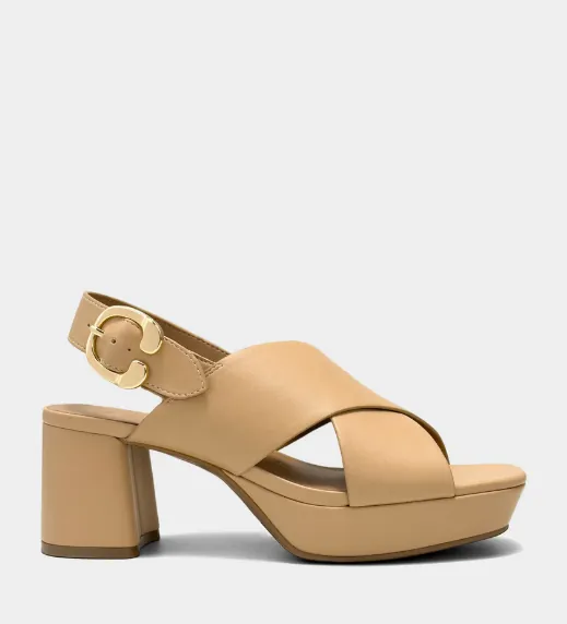 Pura Beige Bisque Faux Leather Platform Sandals